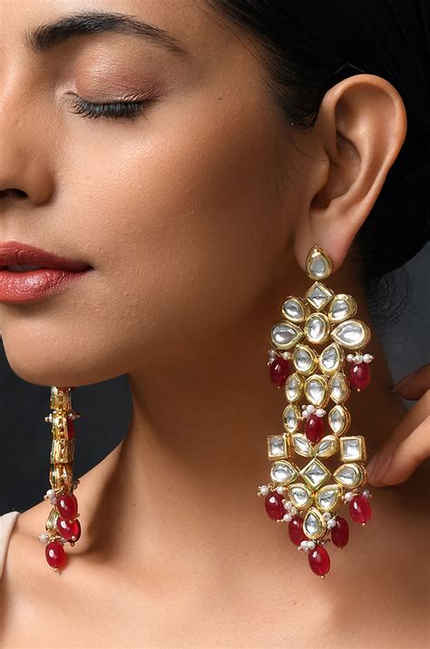 Buy Pink Gold Plated Kundan Earrings/kundan Earrings/gold Plated ...