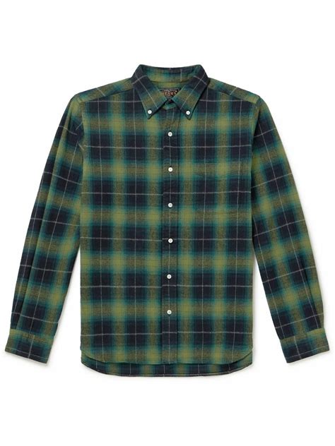 Beams Plus - Button-Down Collar Checked Brushed Cotton-Flannel Shirt ...