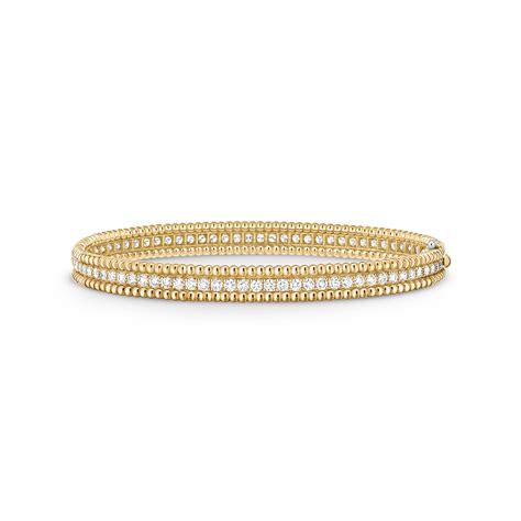 Perlée diamonds bracelet, 1 row, small model 18K yellow gold, Diamond ...