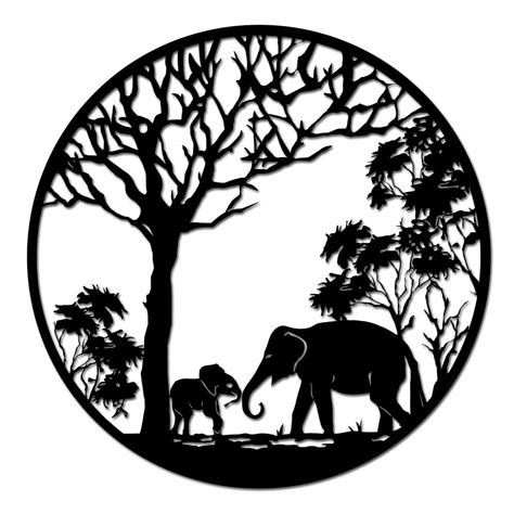 Nachic Wall Metal Elephant Wall Art Forest Mother and Baby Elephant ...