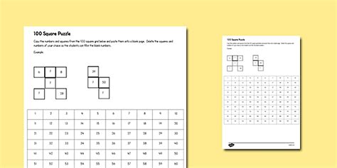 Editable 100 Square Puzzle