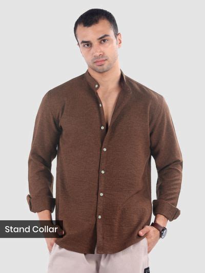 Buy Coffee Brown Breezy Stand Collar Shirt for Men Online in India ...
