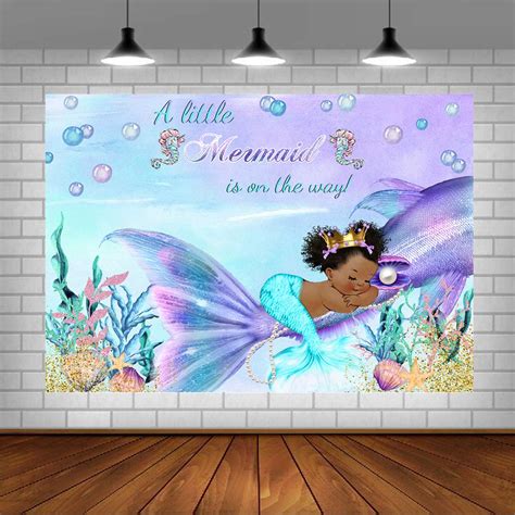 Royal Little Princess Baby Shower Backdrop Purple Mermaid Theme Baby ...
