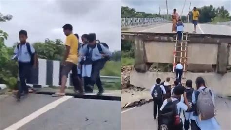 Jharkhand Students Climb Bamboo Ladder To Reach School After Bridge ...