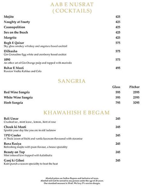 Menu at Sky Glass Brewing Co., Lucknow