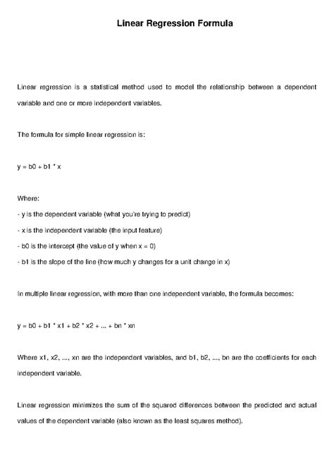 Linear regression formula - Linear Regression Formula Linear regression ...