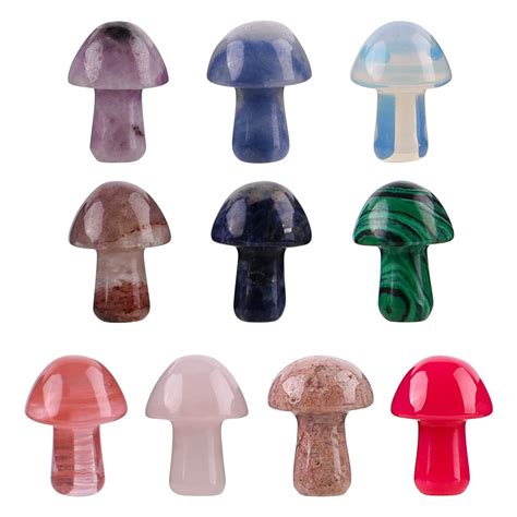 Buy WXJ13 10 Pieces Crystal Mushroom Sculpture Mushroom-Shape Chakra ...
