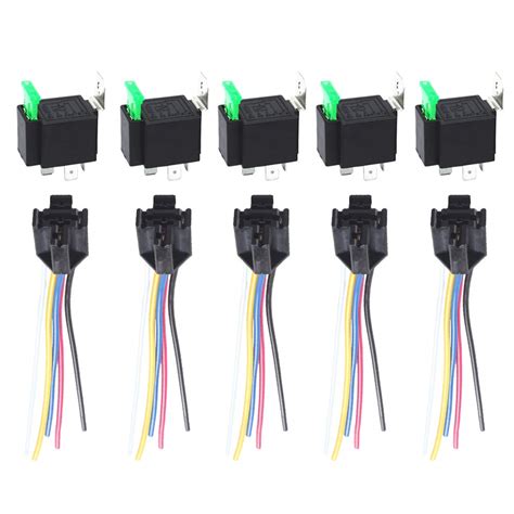 ESUPPORT 12V 30A Car Motor 14AWG Heavy Duty Relay Socket Plug 5Pin Fuse ...