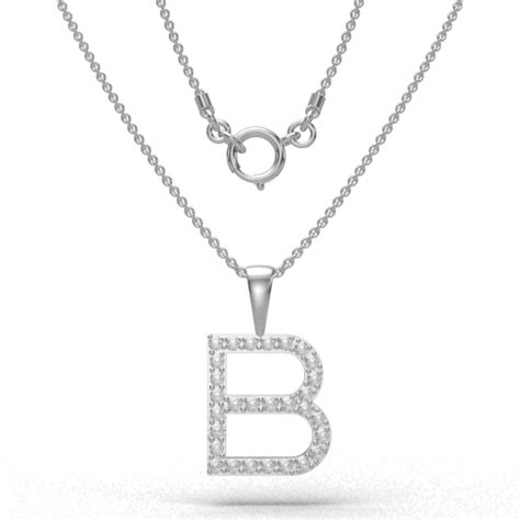 B - "BlueJwel's Classic 'B' Alphabet Pendant in 925 Sterling Silver ...