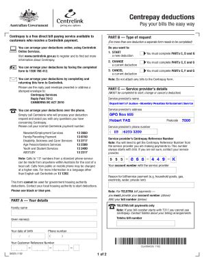 Fillable Online Centrepay deductions - Department of Justice Fax Email ...