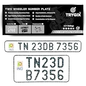 TRYGIX Bike Number Plate Set (Front & Back), Non-HSRP, Serial Number ...