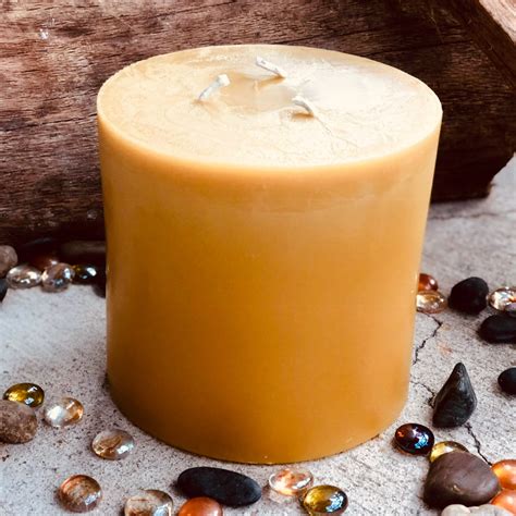 100% Pure Beeswax Pillar Candle-extra large 3 wick Beeswax Pillar ...