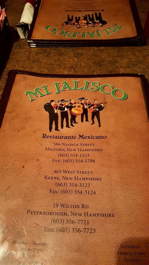Menu at Mi Jalisco pub & bar, Keene, 463 West St