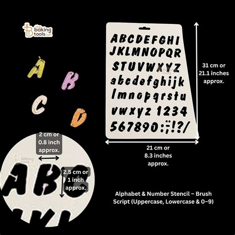 Alphabet & Number Stencil – Brush Script | The Baking Tools