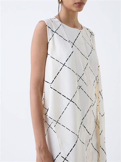 Buy Wardrobe Off-White Geometric Printed A-Line Dress from Westside