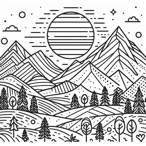 Printable Nice Mountain coloring page - Download, Print or Color Online ...