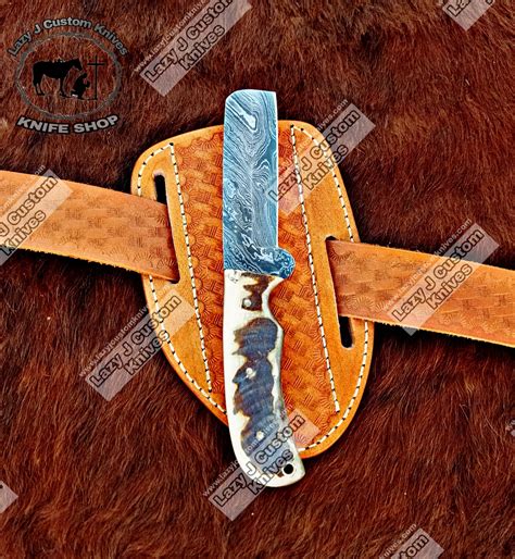 Custom handmade Damascus steel bull cutter knife – Lazy J Custom Knives