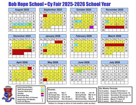 Cy-Fair Isd 2025-2026 Calendar - Free Printable Calendar