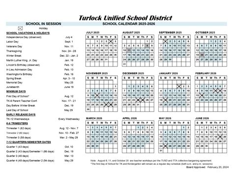 Turlock Unified School District Calendar 25-26 [PDF] REVISED - EduCounty