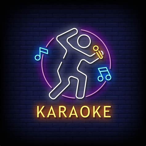 Karaoke neon signs style text vector | Premium Vector