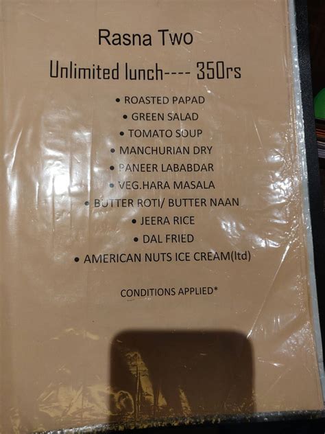 Menu at RASNA TWO, Ahmedabad