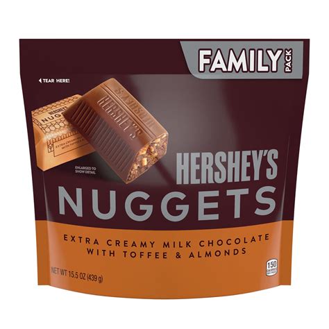 Hershey's Nuggets Milk Chocolate, Toffee and Almonds Candy, Family Pack ...
