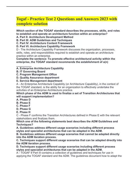 Image result for TOGAF Practice Questions