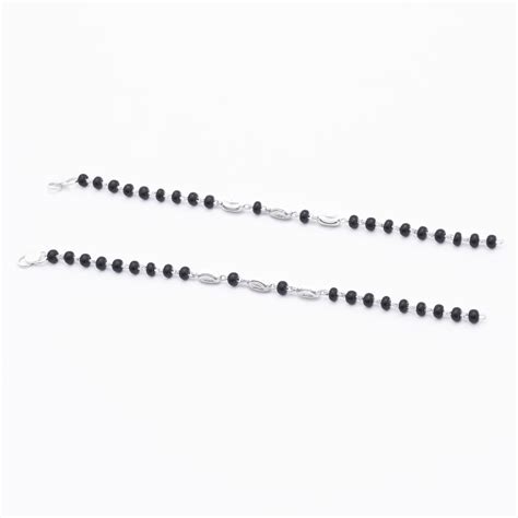 Black Beads with Silver Interlocking Nazariya for Kids – Prinjal Jewels