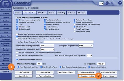 Class Attendance Settings : Gradelink Support Community