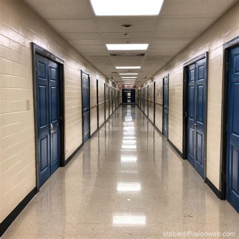 Empty High School Hallway | Stable Diffusion Online