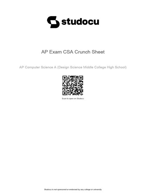 Ap Exam Csa Crunch Sheet | PDF | Method (Computer Programming) | Class ...