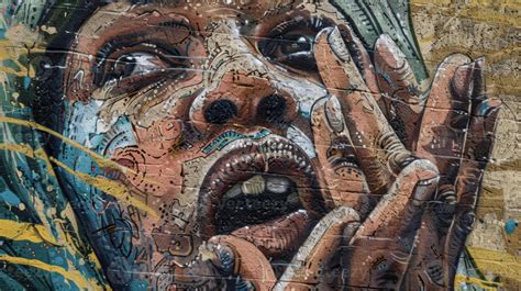 A thoughtprovoking outdoor painting depicting the struggles of marginalized communities calling ...