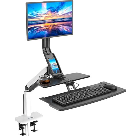 BONTEC Single Monitor Desk Mount Workstation with Keyboard Tray ...