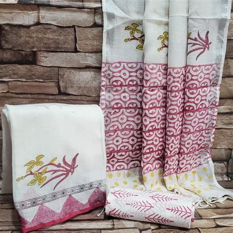 GOVIND HAND PRINTERS Hand Printed Linen Cotton Suit Set With Linen ...