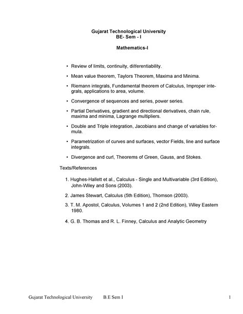 BE-I Syllabus - Gujarat Technological University BE- Sem - I ...
