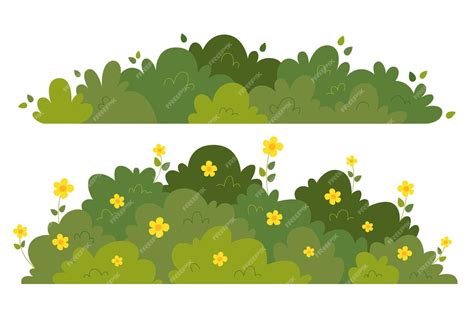 Set of bush and grass vector illustration | Premium Vector