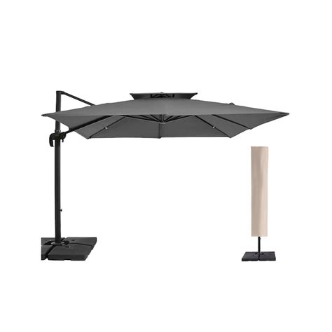 JEAREY 11-ft Aluminum Gray Crank Cantilever Patio Umbrella JE-LKZLM ...