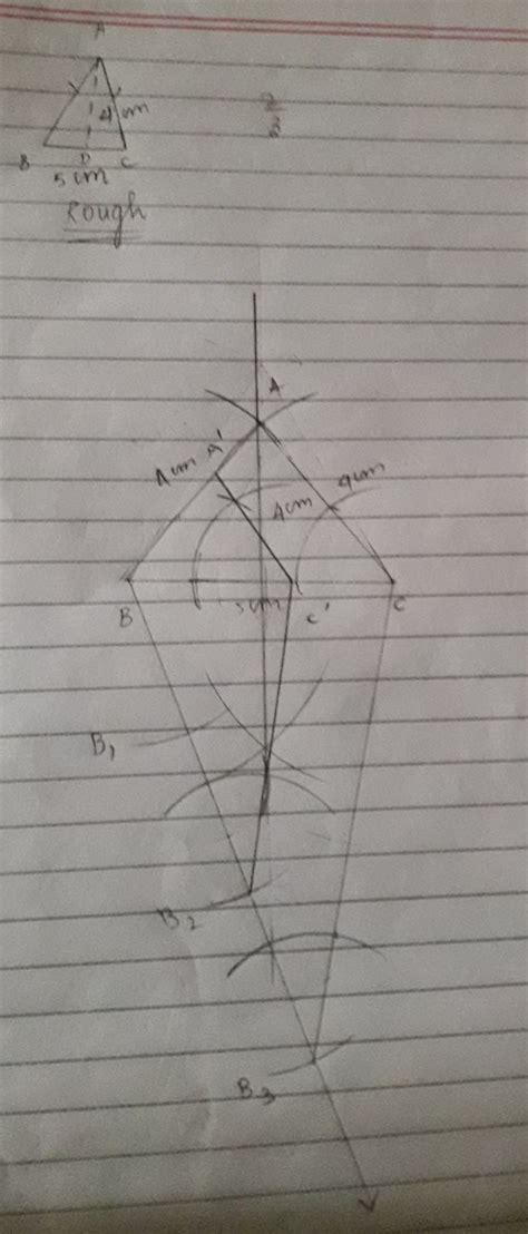 Draw an isosceles triangle with the base 5cm and height 4cm. Draw a ...