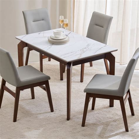 Buy Falcon Ceramic Top 4-Seater Dining Set with Chairs - White from ...