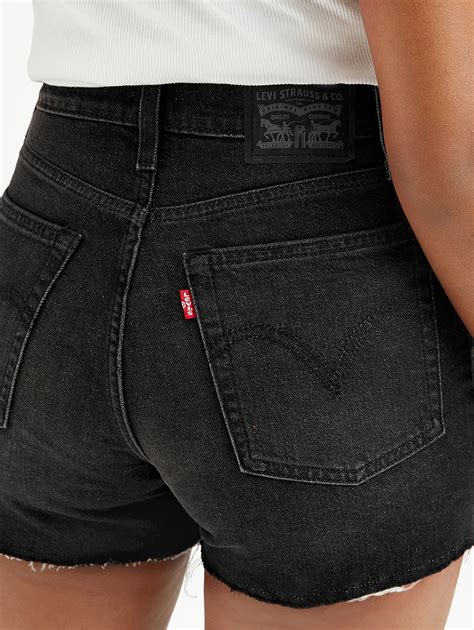 Women's High Rise Black Regular Fit Denim Shorts – Levis India Store