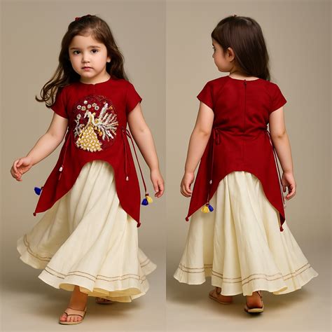 Pre Order: Peacock Embroidered Side Knot Detail Stylish Red Top And La ...