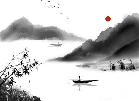 水墨 插画 中国风 插图-金印客素材库-免费图片、素材、背景下载