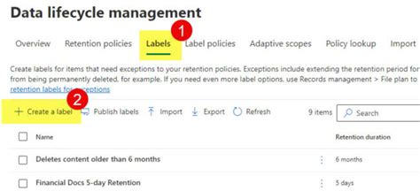 Image result for Creating Retention Labels Disposition