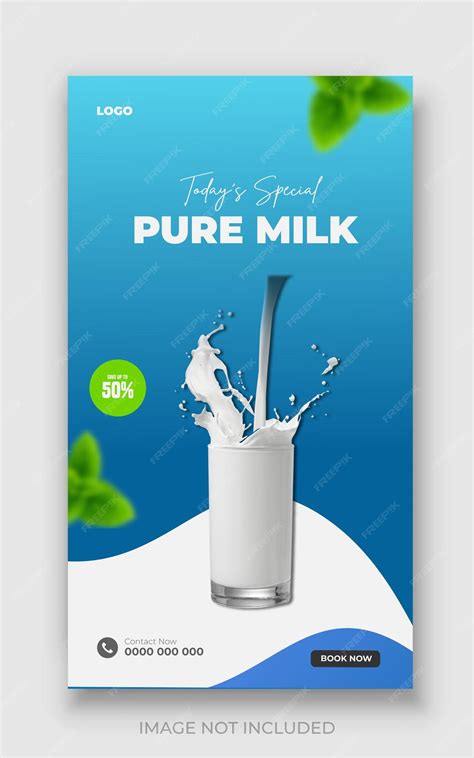 Milk advertising bundle flyer banner template and instagram stories ...