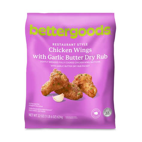 bettergoods Chicken Wings with Garlic Butter Dry Rub 22 oz Fully Cooked ...