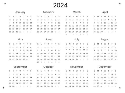 Free Printable Yearly Calendar 2024