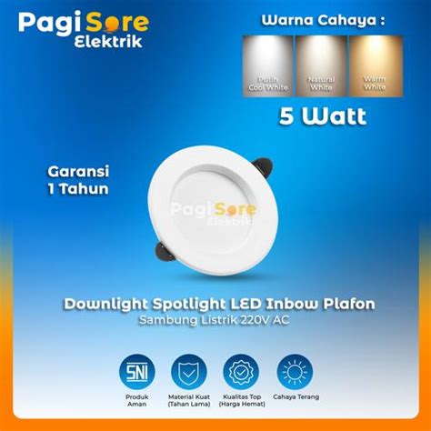 Jual Lampu Downlight 5 Watt 5W Panel LED Inbow Plafon Bulat Bergaransi ...