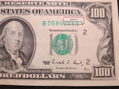 1988 $100 Us Dollar Bank Note B0584566 Replacement Star Bill United States