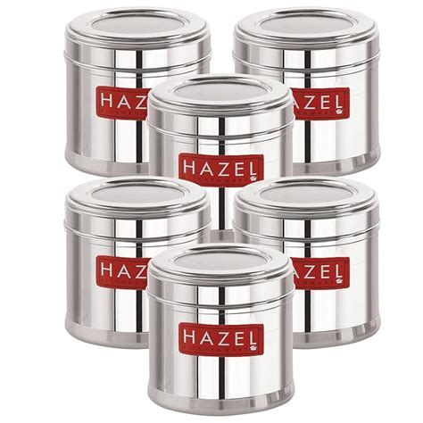 Buy HAZEL Stainless Steel Masala Box Set of 6 | 450ML Airtight & See ...