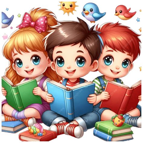 Group Of Kids Reading Books, Kids Reading Books, Group PNG Transparent ...